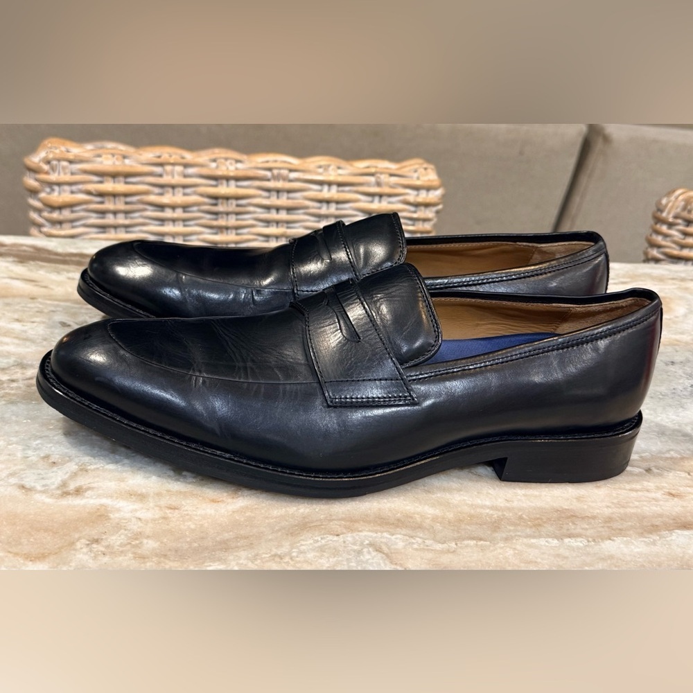 Men’s JOHNSTON & MURPHY Meade Penny black leather loafers- Size 10 - Picture 3 of 9